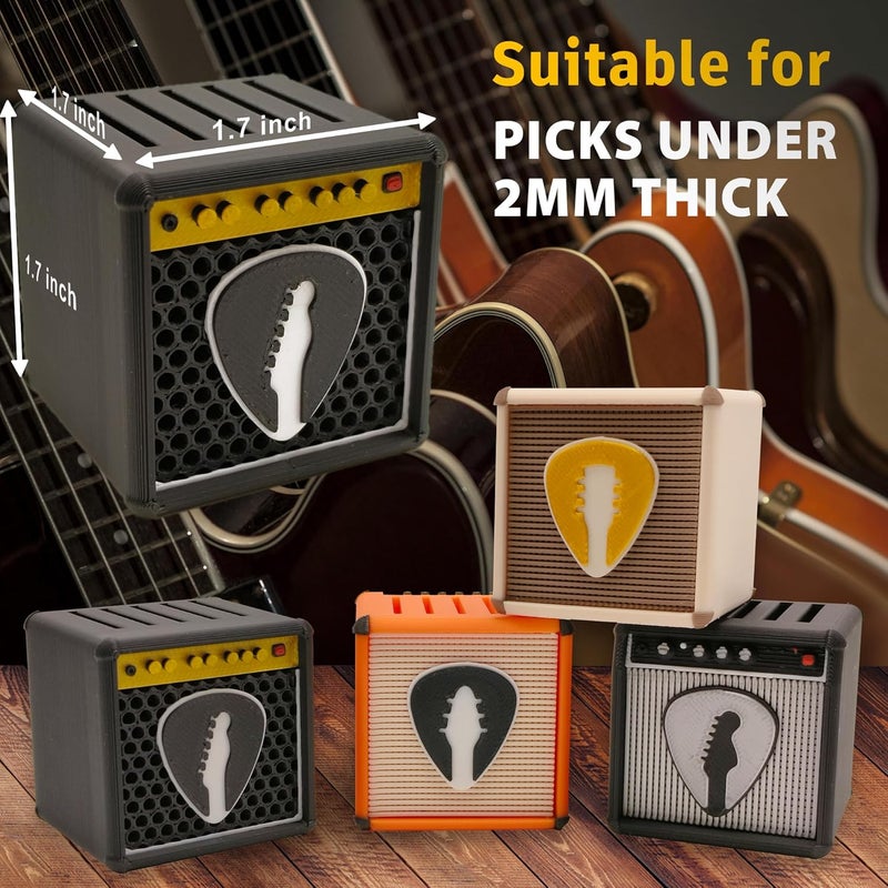 Chordwave Guitar Pick Display Holder Unique Retro Guitar Amp Model Guitar Picks Holder Pick Organizer & Display Case Gift for Music Enthusiasts and Guitar Players, 4-Color Set - Image 3